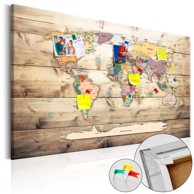 Slika na plutenoj podlozi World Map Wooden Oceans [Cork Map] 120x80